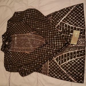 Bold elements Black rose gold sparkle long sleeve